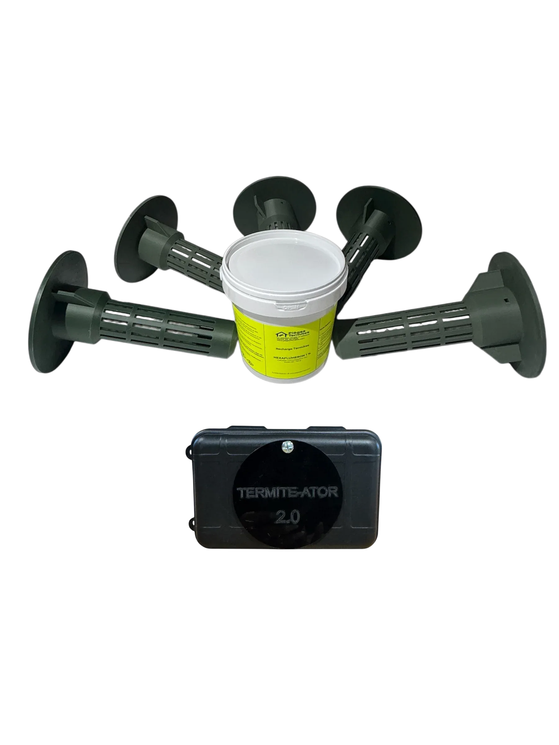 Kit Complet Sol & Mur : 10 Pièges Termite-Ator + Pâte Curative 750 g + Boîtier Mural 2.0 - Pièges Termites