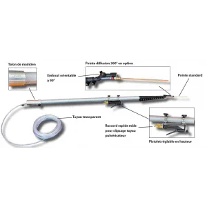 Perche télescopique traitement Frelon poudre Long. 15 m - Pièges Termites